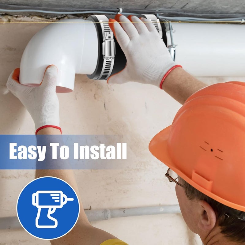 Minatee 4 Pcs Flexible PVC Coupling With Stainless Steel Clamps, for Plastic and Copper Plumbing Connections(2 Inch) - Image 5